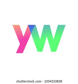 Initial Letter YW Lowercase Logo green, pink and Blue, Modern and Simple Logo Design.
