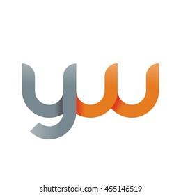 initial letter yw modern linked circle round lowercase logo orange gray