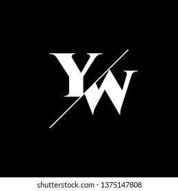 Initial Letter YW Monogram Sliced. Logo template isolated on black background