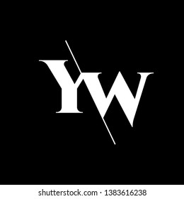 Initial Letter YW Monogram Sliced. Modern logo template isolated on black background