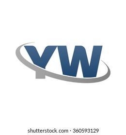 initial letter YW swoosh ring company logo blue gray