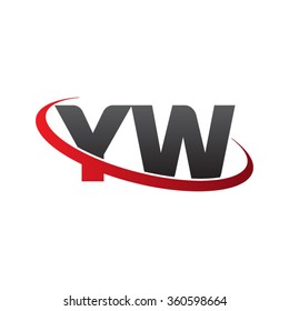 initial letter YW swoosh ring company logo red black