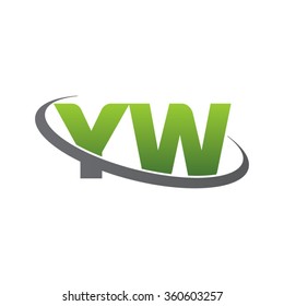 initial letter YW swoosh ring company logo green gray