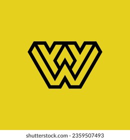 Letra inicial logotipo de monograma YW o WY