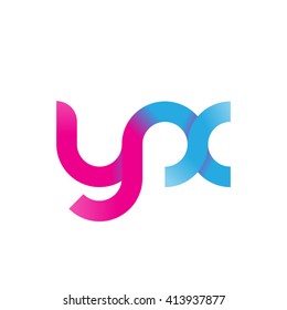 initial letter yx linked round lowercase logo pink blue purple