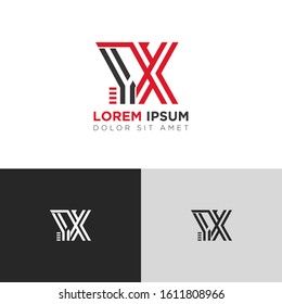 Initial Letter YX linked uppercase overlap modern logo design template. Suitable for business, consulting group company. Vector Illustration