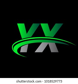 initial letter YX logotype company name colored green and black swoosh design. vector logo for business and company identity.