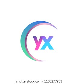 initial letter YX logotype company name, coloreful and swoosh design. vector logo for business and company identity.