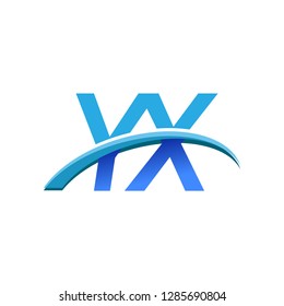 initial letter YX logotype company name colored blue and swoosh design. vector logo for business and company identity.