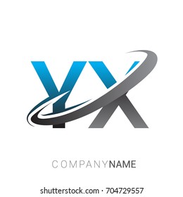 initial letter YX logotype company name colored blue and grey swoosh design. logo design for business and company identity.
