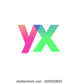Initial Letter YX Lowercase Logo green, pink and Blue, Modern and Simple Logo Design.