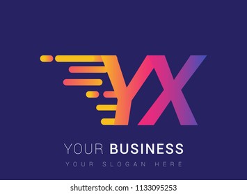 Initial Letter YX speed Logo Design template, logotype company name colored yellow, magenta and blue.for business and company identity.
