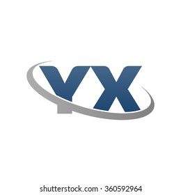 initial letter YX swoosh ring company logo blue gray