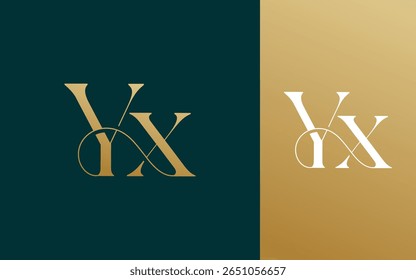 Ilustración vectorial inicial del diseño del logotipo de la letra YX XY para la pareja, la boda y el negocio
