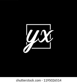 Initial letter YX XY minimalist art monogram shape logo, white color on black background