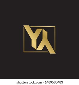 Initial letter yy inside square  uppercase modern logo design template elements. Gold letter Isolated on black  background. Suitable for business, consulting group company.