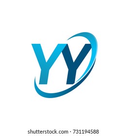 initial letter YY logotype company name colored blue swoosh design concept. vector logo for business and company identity.
