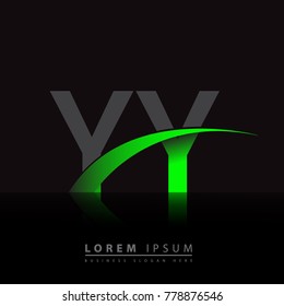 initial letter YY  logotype company name colored green and black swoosh design. vector logo for business and company identity.
