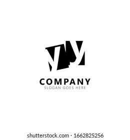 Initial Letter YY Lowercase Logo Design Template Elements Isolated on White Background. Letter Y Negative Space. Suitable for business, consulting group company.