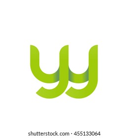 initial letter yy modern linked circle round lowercase logo green