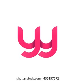 initial letter yy modern linked circle round lowercase logo pink