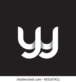 initial letter yy modern linked circle round lowercase logo white black
