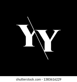 Initial Letter YY Monogram Sliced. Modern logo template isolated on black background