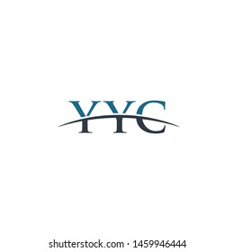 Initial letter YYC, overlapping movement swoosh horizon logo company design inspiration in blue and gray color vector