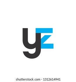Initial Letter YZ Linked Circle Lowercase Logo Black Blue Icon Design Template Element - Vector