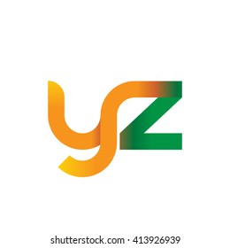 initial letter yz linked round lowercase logo orange green