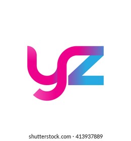 initial letter yz linked round lowercase logo pink blue purple