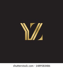 Initial letter yz linked uppercase modern logo design template elements. Gold letter Isolated on black  background. Suitable for business, consulting group company.