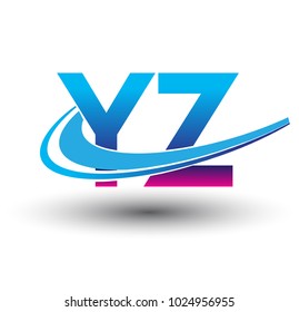 initial letter YZ logotype company name colored blue and magenta swoosh design. vector logo for business and company identity.