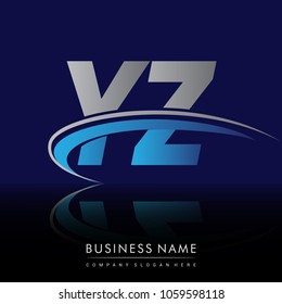initial letter YZ logotype company name colored blue and grey swoosh design. vector logo for business and company identity.