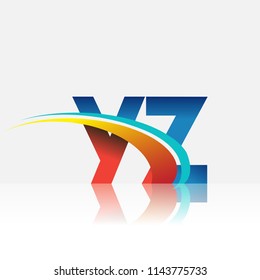initial letter YZ logotype company name colored red and blue and swoosh design. vector logo for business and company identity.
