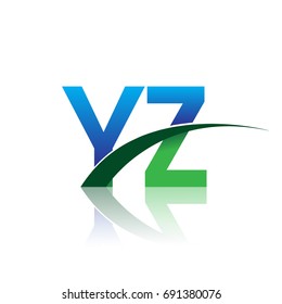 initial letter YZ logotype company name colored blue and green swoosh design. vector logo for business and company identity.
