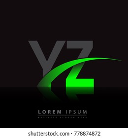 initial letter YZ logotype company name colored green and black swoosh design. vector logo for business and company identity.
