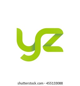 initial letter yz modern linked circle round lowercase logo green