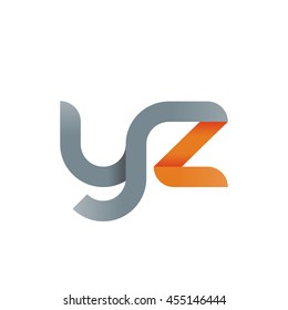 initial letter yz modern linked circle round lowercase logo orange gray