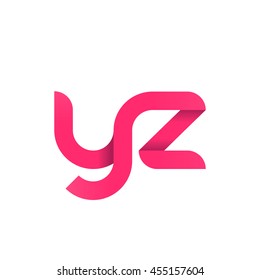 initial letter yz modern linked circle round lowercase logo pink