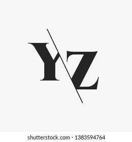 Initial Letter YZ Monogram Sliced. Modern logo template isolated on gray background