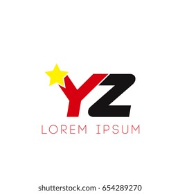 Initial letter yz yellow star logo red black