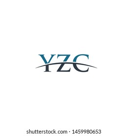 Initial letter YZC, overlapping movement swoosh horizon logo company design inspiration in blue and gray color vector