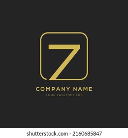 Letra inicial diseño del logo Z 7 vector concepto oscuro con elemento cuadrado dorado. Diseño del logotipo de la letra Z 7.