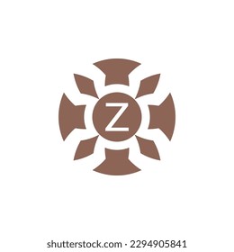 Initial letter Z abstract decorative natural leaf pin emblem logo
