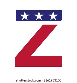 Initial Letter Z American Logo for Business, Corporate and Company Identity. USA American Logo on Letter Z Vector Template