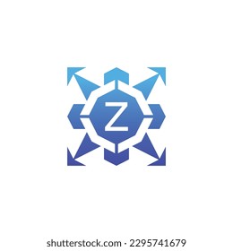 Initial letter Z arrow direction technology bagde logo