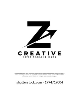 Initial Letter Z Artistic Creative Arrow Up Shape Logotype. Usable for Business and Branding Logos.