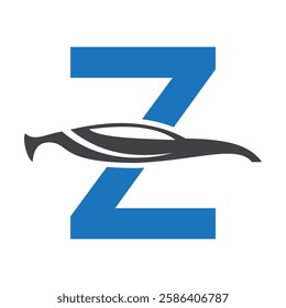 Initial Letter Z Automotive Logo Design Concept With Car Symbol Vector Template 