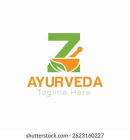 Letra Inicial Z Ayurveda Eco Logo Design, Modelo Vetor Conceito Farmácia